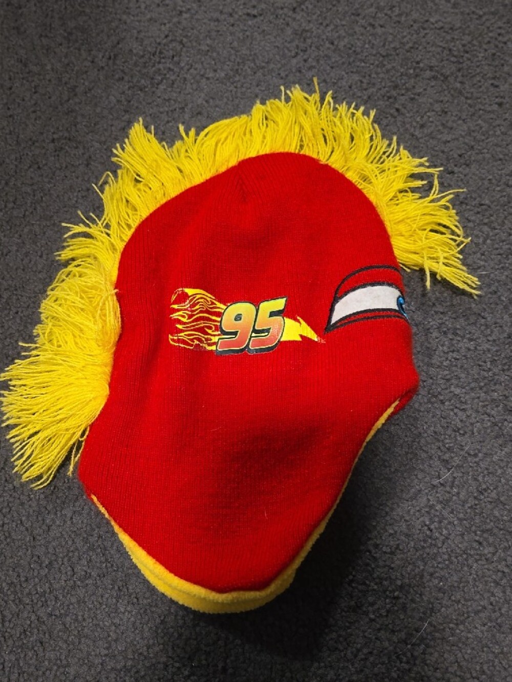 Disney Lightning McQueen Red and Yellow Knit Pom-Pom Hat - Picture 2 of 5